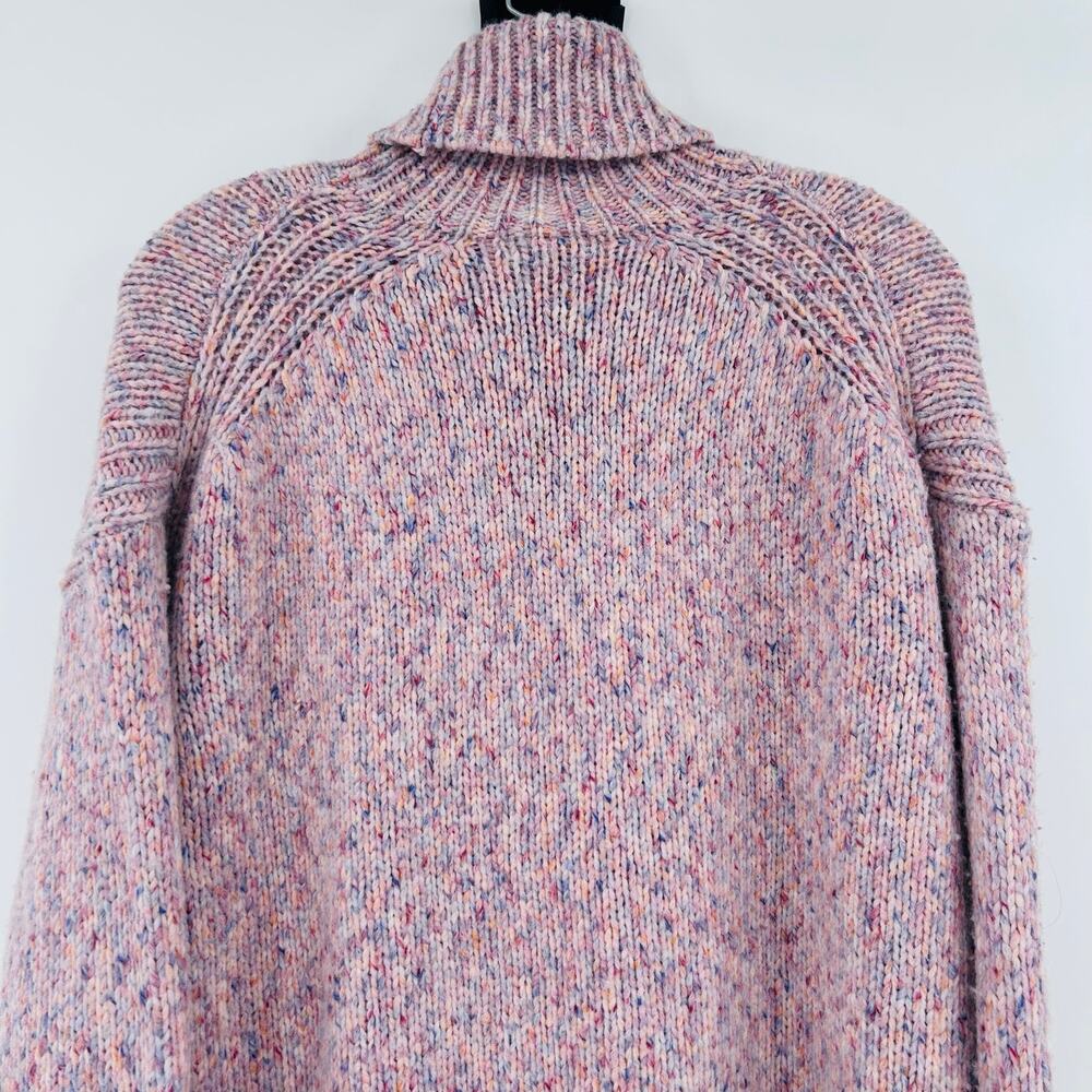 J Crew Pink Marled Speckled Wool Turtleneck Cropped Sweater Womens Size Med - Picture 10 of 12